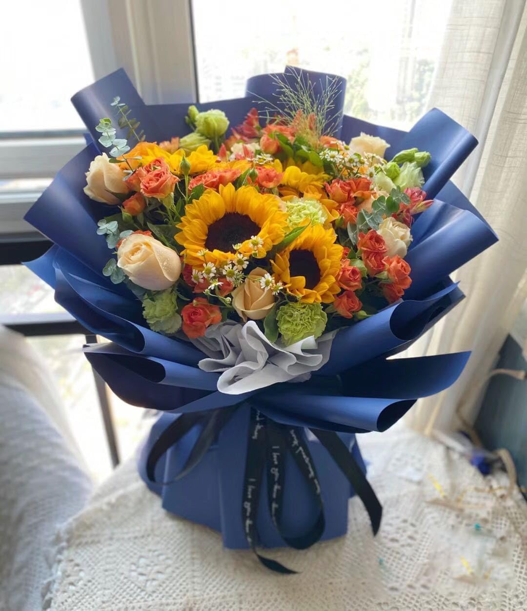 Vanhench Navy Blue Wrapping Paper 17.5"×963" (80 1/4FT), Birthday/Fathers Day Wrapping Paper, Art Craft Paper, Bouquet Flower Poster, Blue Bulletin Board Paper 80GSM55LB