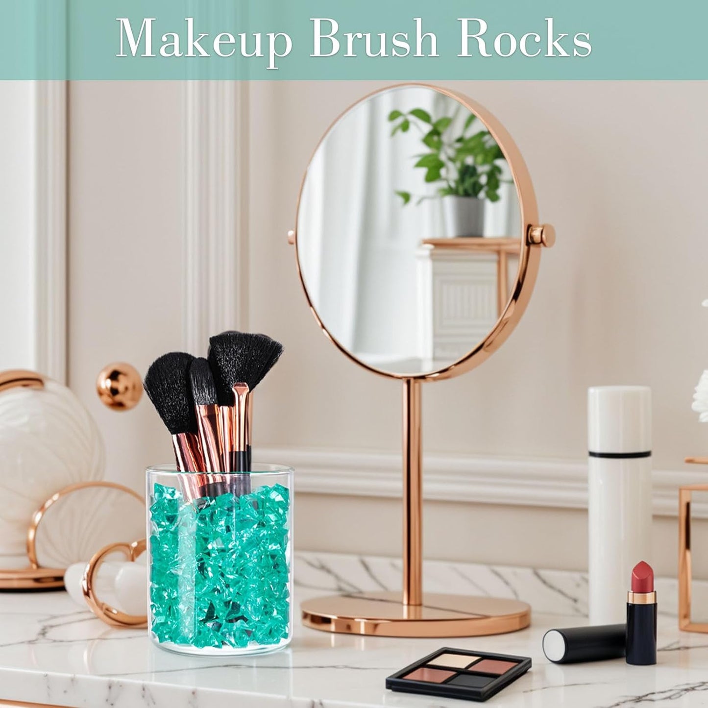 DomeStar Teal Fake Ice Rocks, 150PCS Acrylic Gems Crystals Plastic Shamrock Diamonds Centerpiece for Vase Fillers DIY Craft Wedding Party Table Scatter Decorations