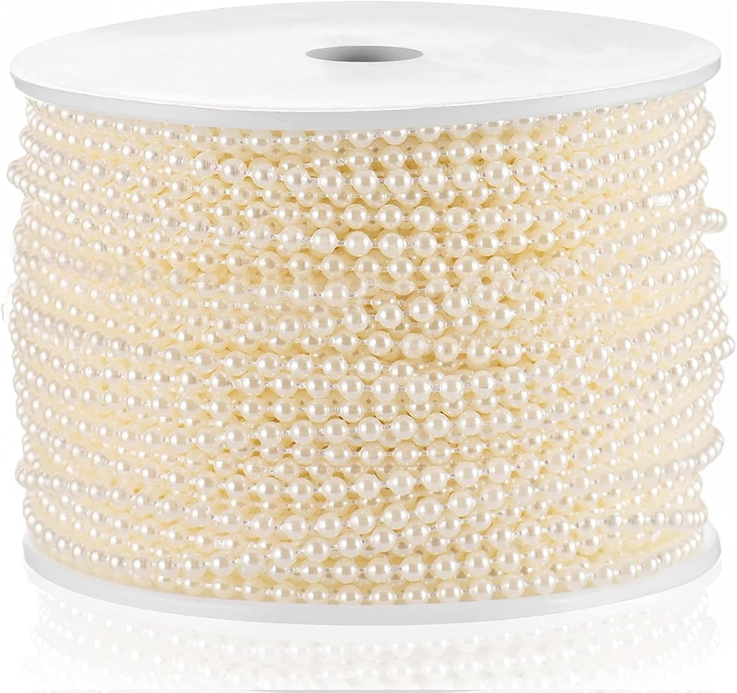 Craft String Pearls 3MM Pearl Bead, 99 Feet Ivory Faux Pearl Garland Spool Roll Strand Wedding Party Decoration