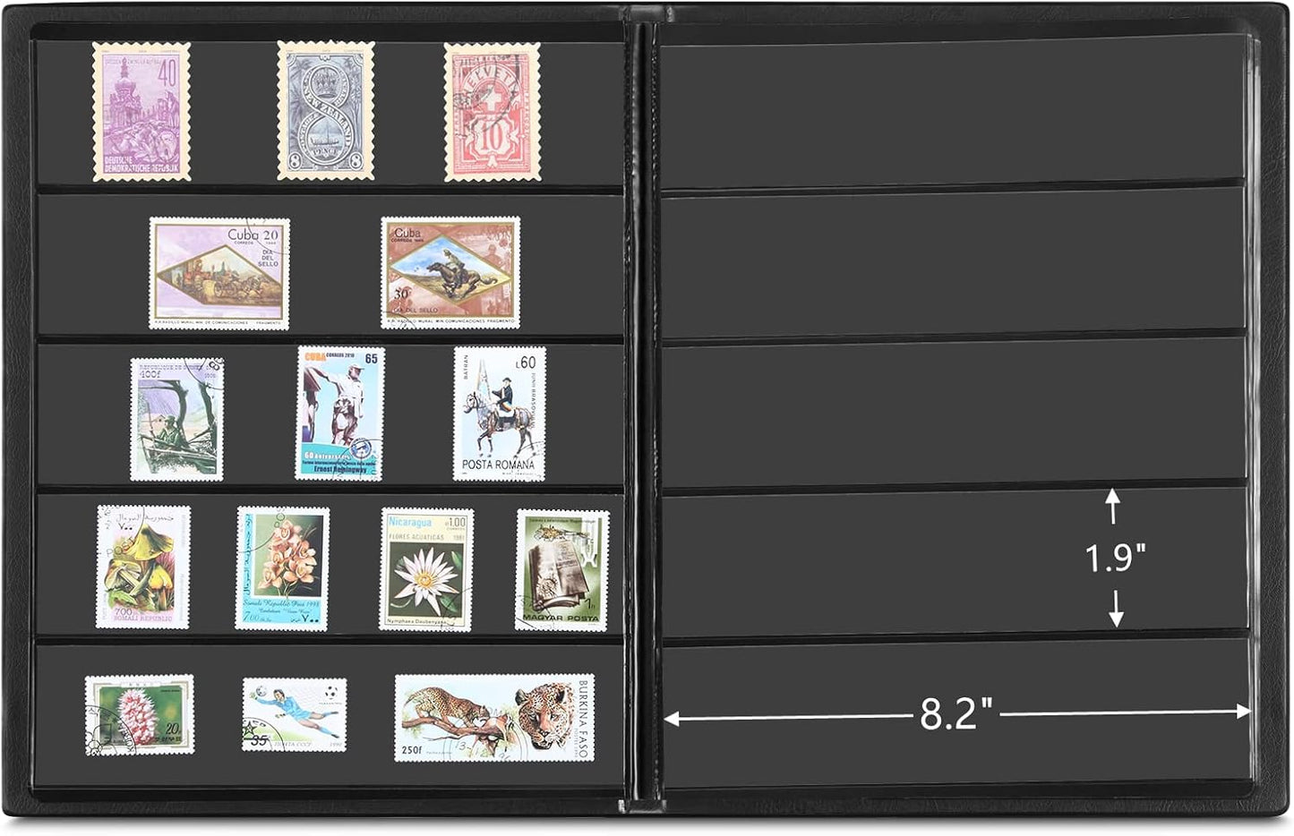 MUDOR Stamp Collecting Album for Collectors, 5 Rows Pockets, 10 Sheets Stamp Stockbook