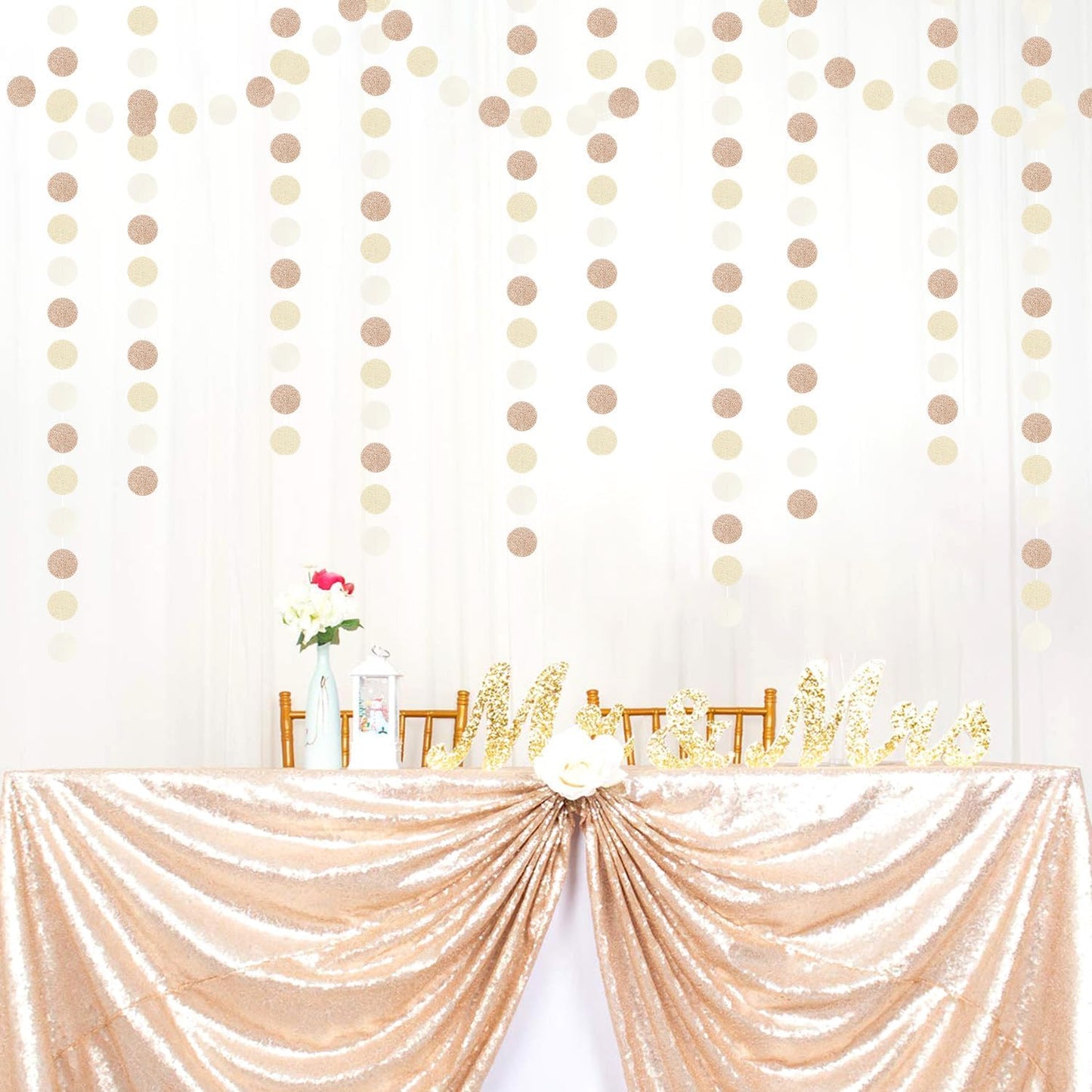 Boho Champagne-Gold Party-Decorations Streamers-Garland - 52ft Fall Rustic Birthday Hanging Paper Banner,Autumn Baby Bridal Showe Neutral Wedding Bachelorette Decor Hugfond