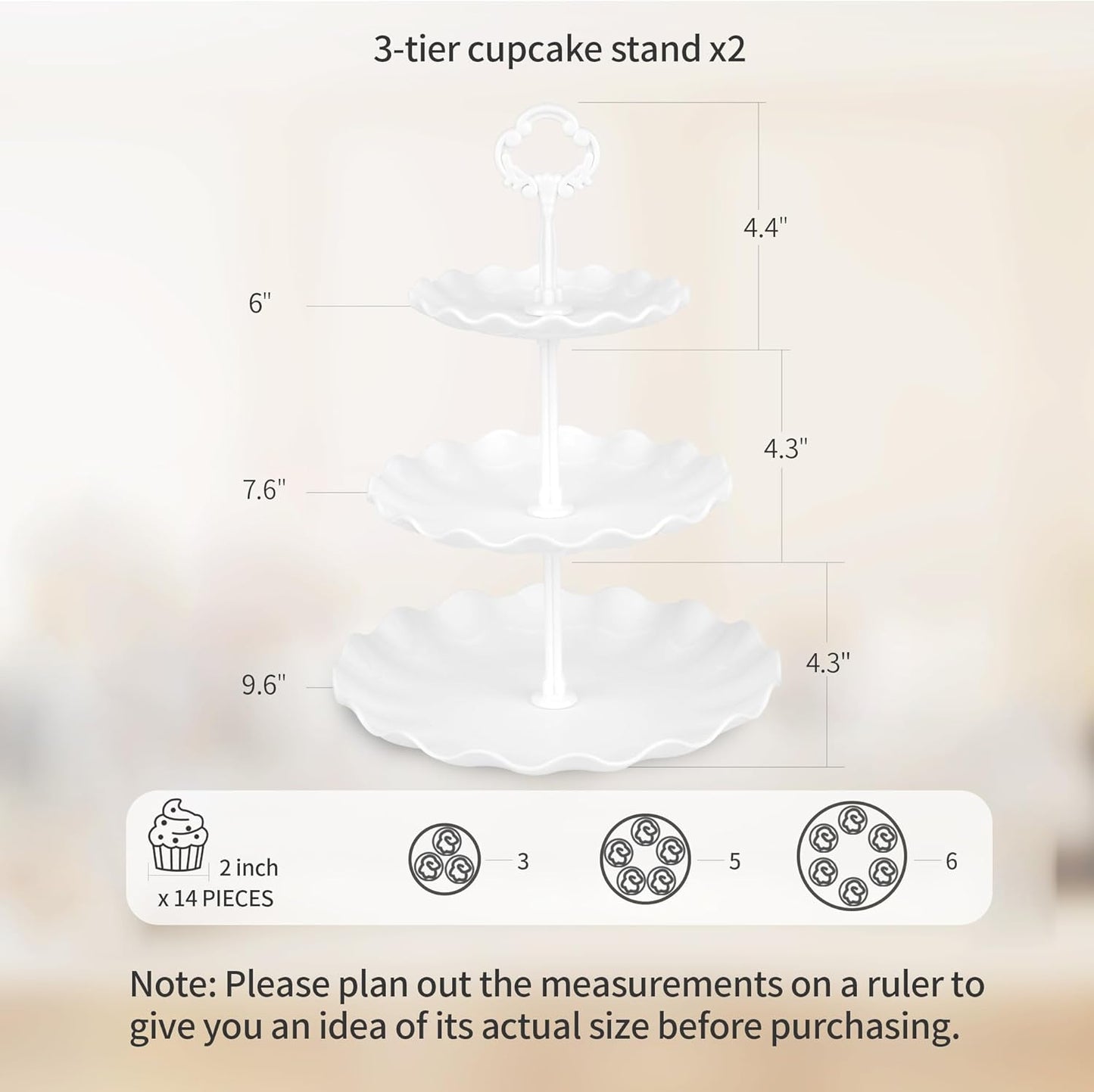 NWK 5 Piece Dessert Table Display Set with 2xLarge 3-Tier Cake Stand/Cupcake Stands, 3X Appetizer Trays Perfect for Wedding Birthday Baby Shower Tea Party