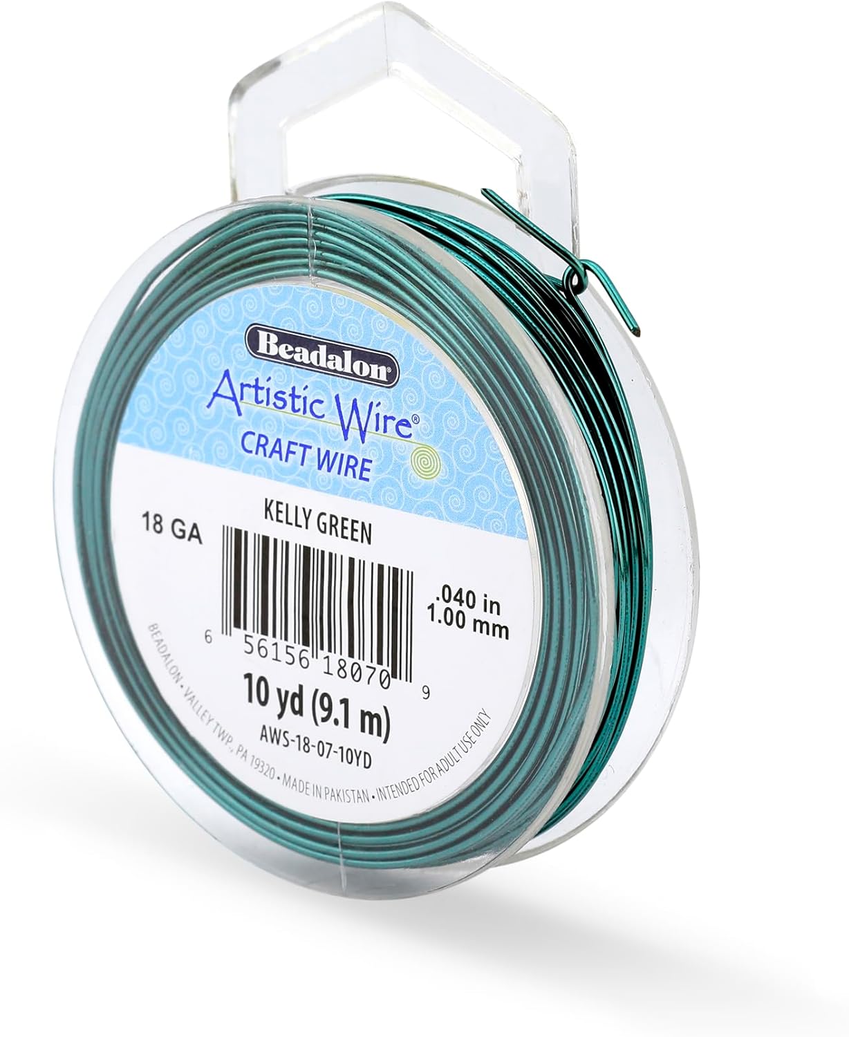 Artistic Wire, 18 Gauge Tarnish Resistant Colored Copper Craft Wire, Kelly Green, 10 yd