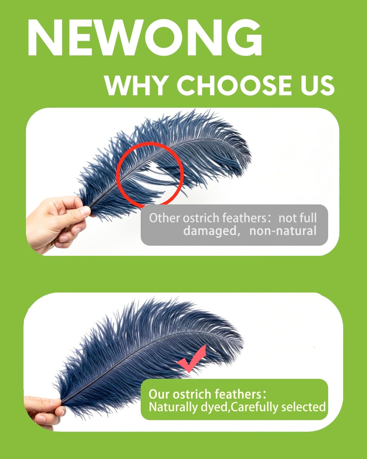 NEWONG 30pcs Navy Blue Ostrich Feathers Natural Bulk 9-12inch(23-30cm) Vase Craft Wedding Home Party Centerpieces Christmas Day Decoration