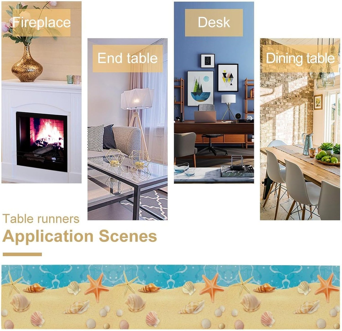 Sea Turtle Table Runner Marine Life Starfish Nautical Blue Green Ocean Theme Kitchen Table Decorations for Indoor Outdoor Home Party Decorations 13 * 70 Inch