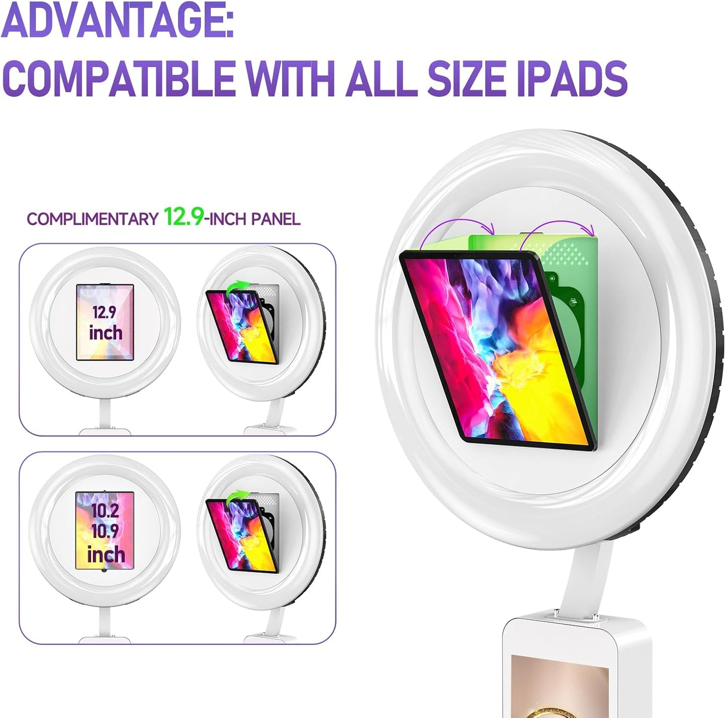 HARZHI Portable Photo Booth Compatible with Ipad 12.9in 10.9in 10.2in, for Ipad Photo Booth Shell Stand Stand Provide Chacktok PhotoBooth Software for Party and Wedding, Flight Case