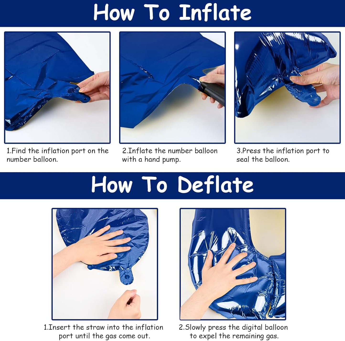 Navy Blue 5 Balloons, 40" Giant Helium Foil Number 0-9 Dark Blue Birthday Balloon for Boys, Self Inflating Digit 5 Balloons for Men Anniversary New Year Party Decorations Supplies