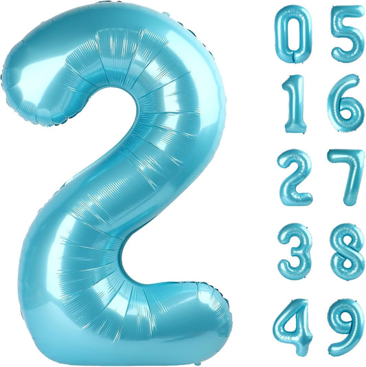 Pearl Blue 2 Number Balloon, 40 Inch Number 2 Balloon Birthday Decoration, Number 2 Helium Balloon 12 20 22 23 24 26 28 42 Celebration, Boy Girl Baby Anniversary Party Graduations Supplies Decorations