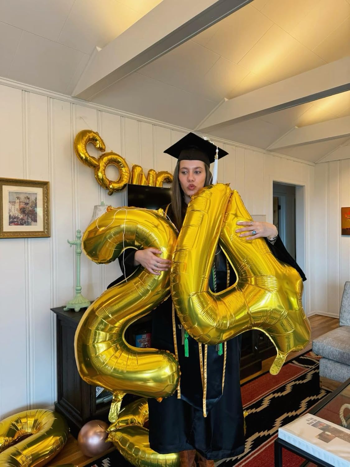 40 Inch Gold 4 Balloon for four Birthday,Glod Mylar Foil 4 Number Balloon Birthday Decorations for Girl Boy Toddler Baby 14th 24th 40th 44th Giant Number 4 Balloon Party Supplies