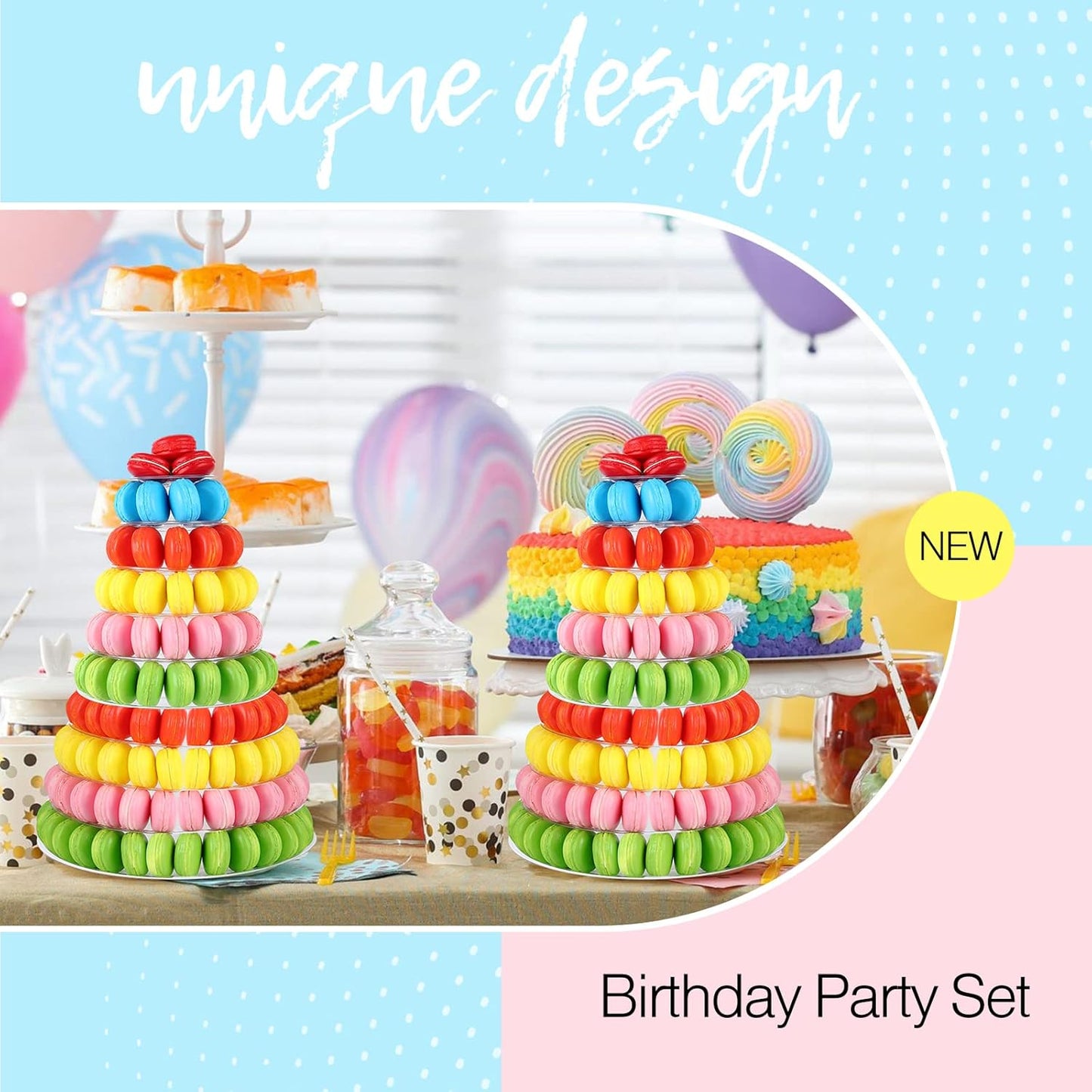 Juexica 10 Tiers Round Macaron Tower Stand Plastic Cake Display Rack Macaron Display Wedding Cupcake Stand Food Serving Stands Clear Dessert Stands for Wedding Baby Shower Birthday Decor