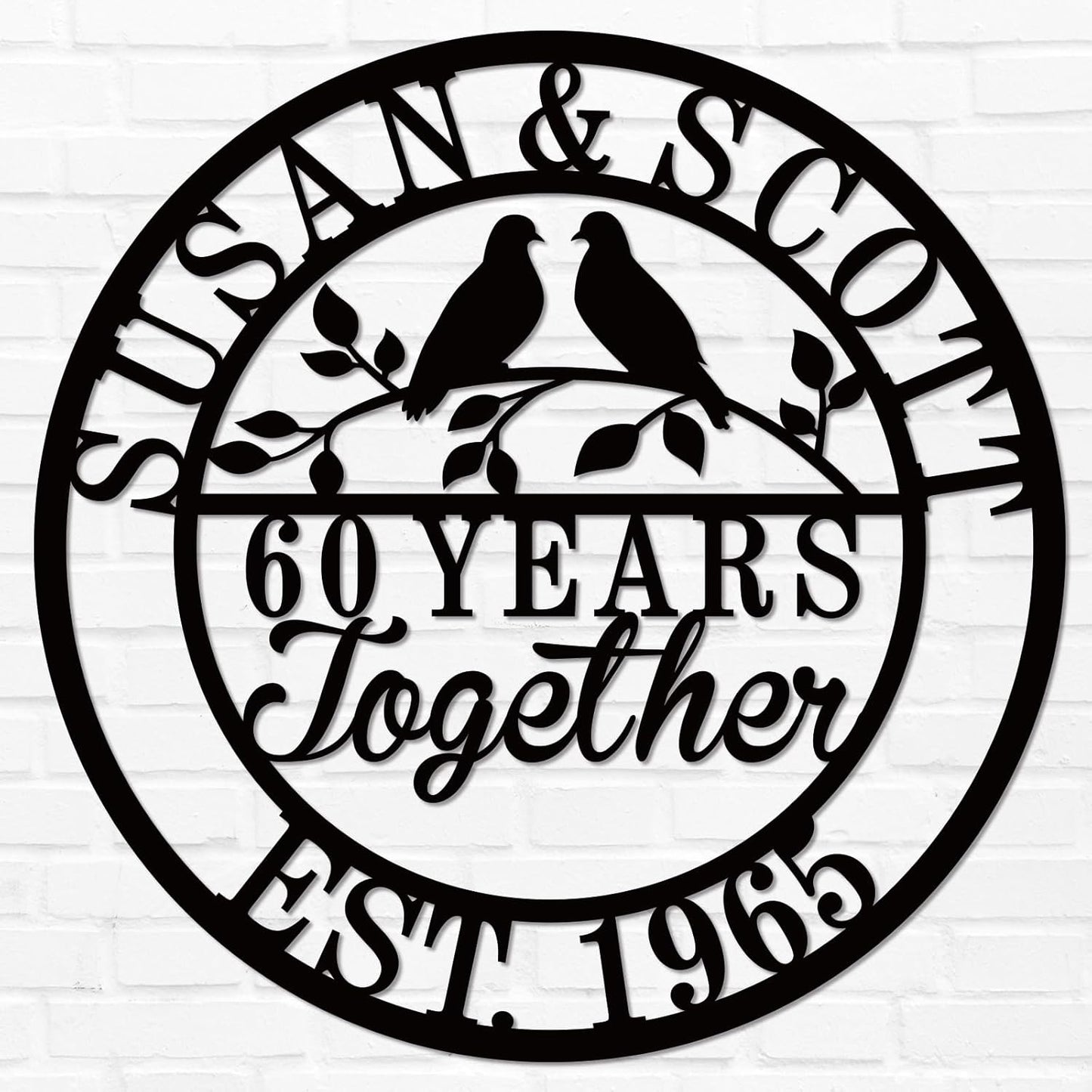 Personalized Wedding Anniversary Sign Gifts, Custom 50th 40th 65th 60th 25th 70th Anniversary Metal Sign, Wedding Gifts for Couples, Custom Name Sign, House Warming Gifts New Home