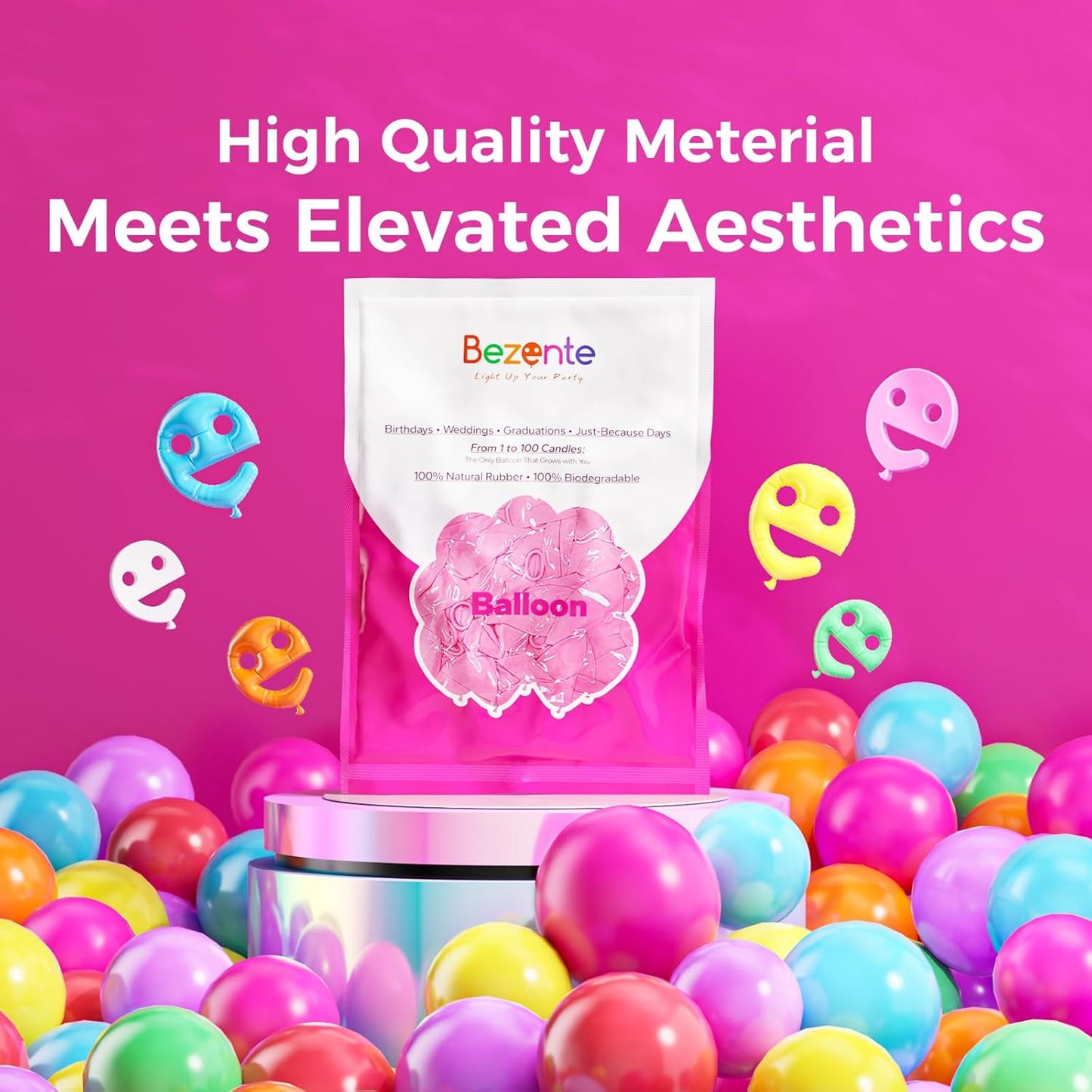 Bezente Assorted Rainbow Latex Balloons - 150 Pack 5 inch Multicolor Helium Balloons for Birthday Bridal Shower Wedding Rainbow Party Decorations