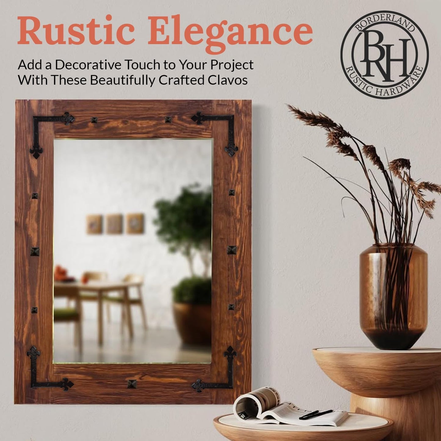 50 Pack 1.5" Square Head Iron Clavos Decorative Nails – Sealed Unfinished – Handmade Rustic Square Fasteners for Farmhouse Shutters, Faux Wood, Barn Doors, Shutters, Gates – Ornamental Wood Accent