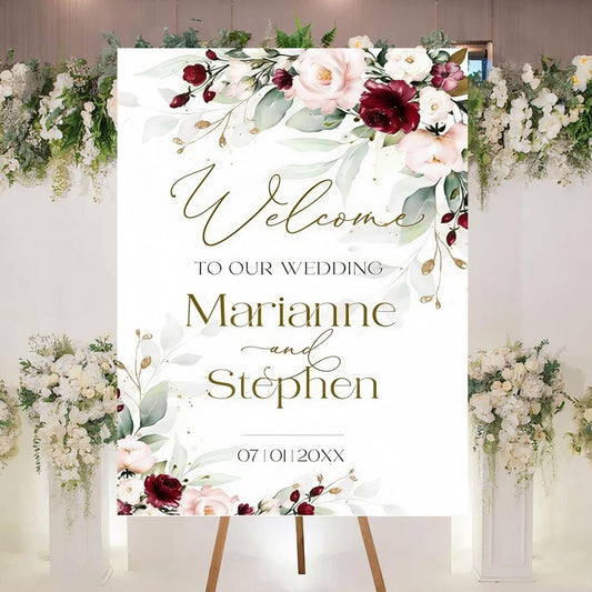 Personalized Welcome To Our Wedding Sign, Wedding Decorations, Flowers Wedding Sign #13, Vesion 13