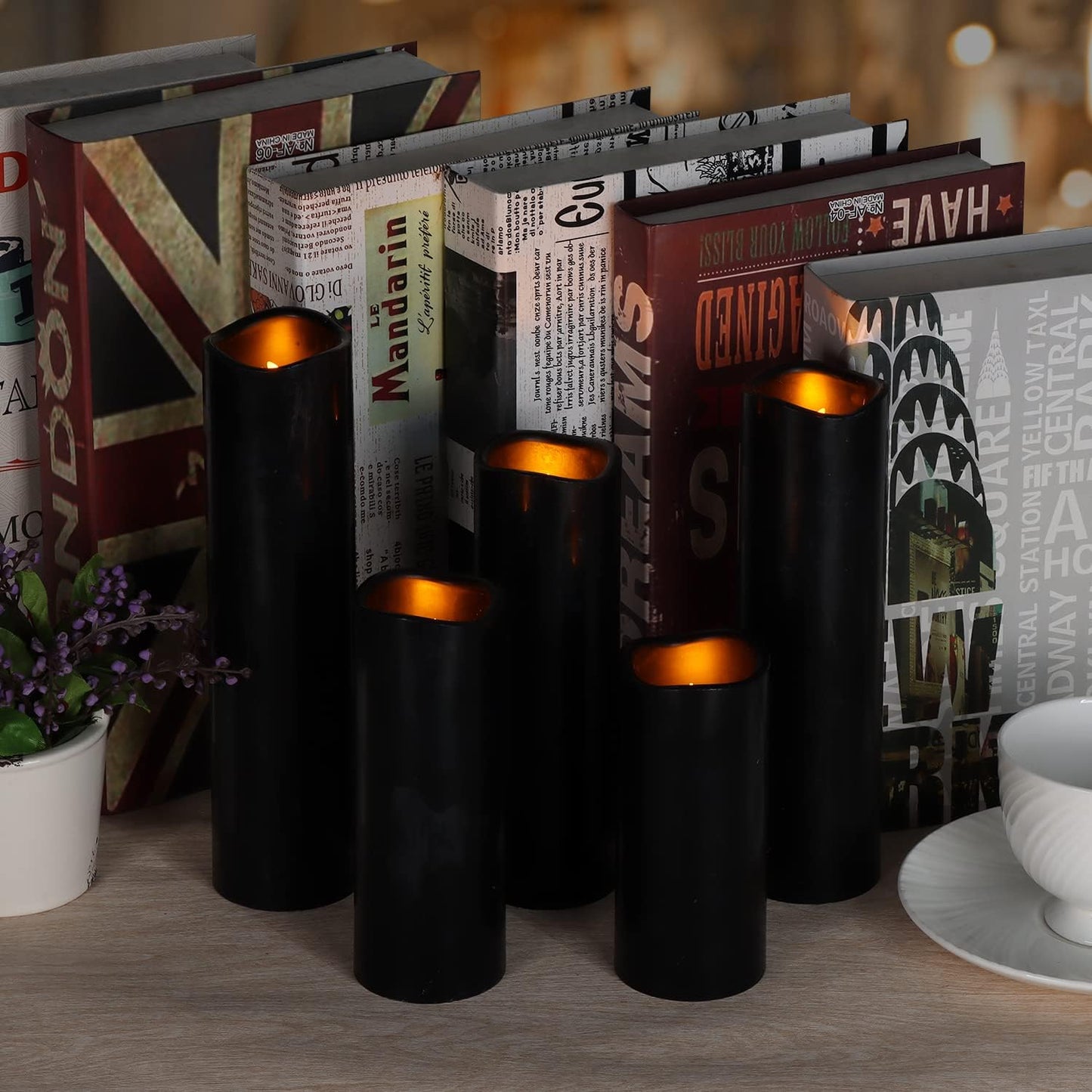 Vinkor Flameless Candles (Black Set of 9)