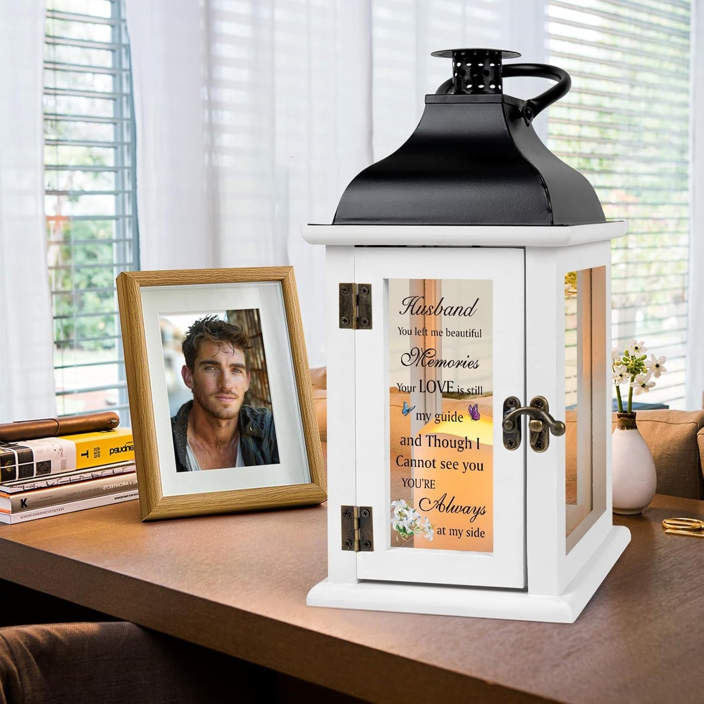 Memorial Gift for Loss of Husband Memorial Lantern for Loss of Husband Sympathy Gift Remembrance Gifts Bereavement Gifts for Loss of Husband with LED Candle