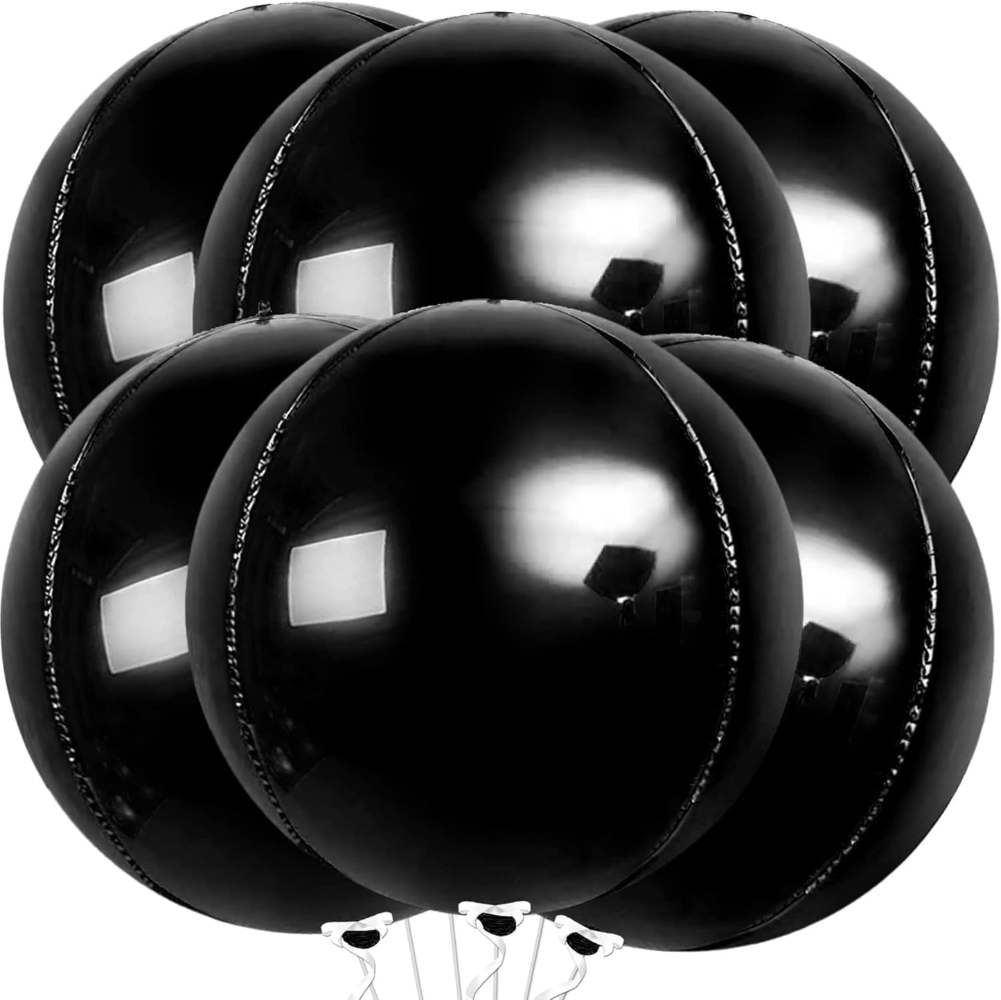 KatchOn, Large Black Mylar Balloons - 22 Inch, Pack of 6 | Round 4D Mylar Balloon | Black Balloons for Birthday, Bachelorette Decorations, Halloween Foil balloons For Halloween Decorations