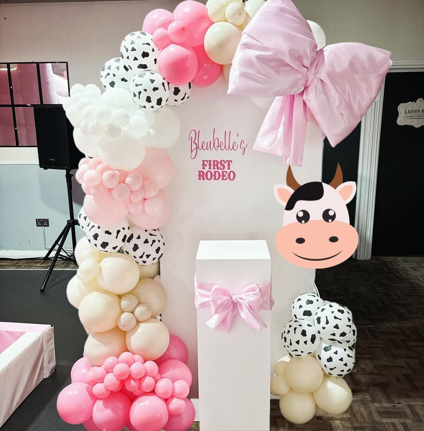 Paready Pink Cow Balloons Set - 50Pcs White Print, 12 Inch Hot Pastel Ivory Apricot for Farm Theme Birthday Cowgirl Baby Shower Supplies