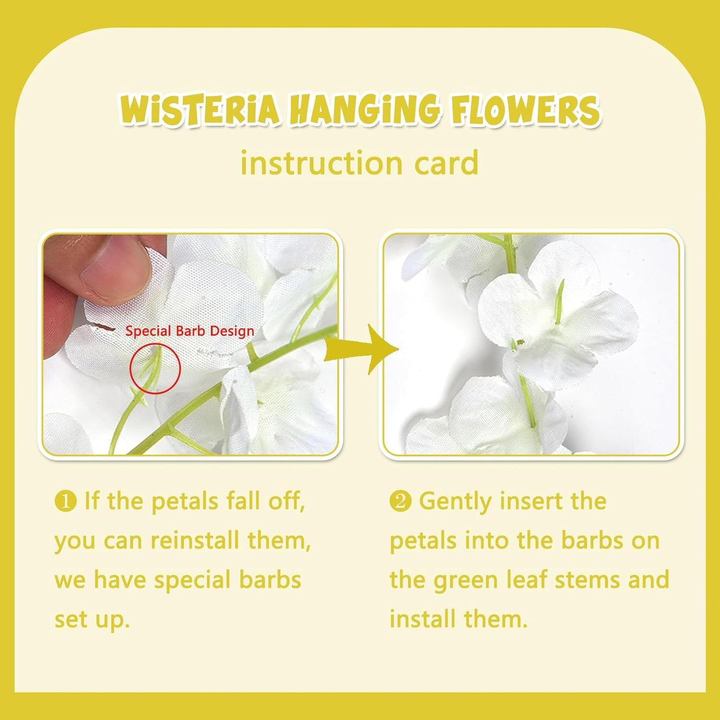 24 Pack Yellow Wisteria Hanging Flowers Garland, 3.77 Feet Artificial Flower Vines, Fake Wisteria, Artificial Vines Hanging Garland for Backdrop Outdoor Yard Garden Decor