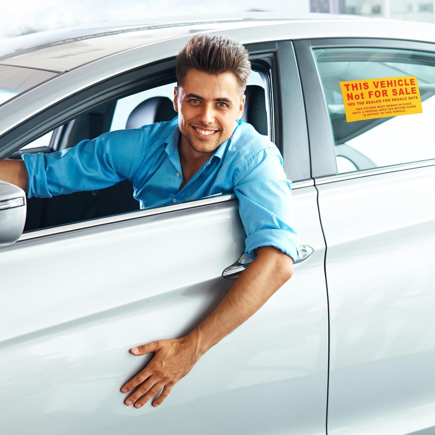 500 Pcs Car Dealership Supplies This Vehicle Not for Sale Stickers Car Dealer Yellow and Red Lettering Decal Adhesive Compliance Sticker for Vehicle Window, 6 x 3 Inches