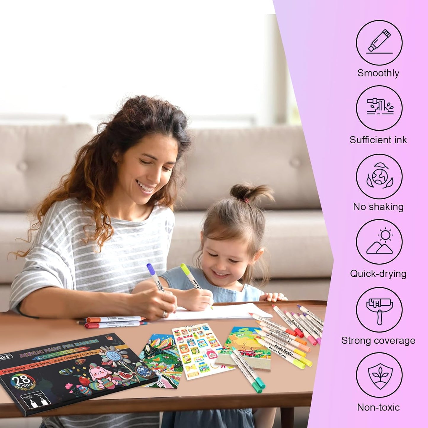 FUMILE 18 Colors Dual Tip Acrylic Paint Pens, Paint Pens paint Markers with Extra Fine Tip and Brush Tip for Wood, Rock, Glass, Ceramic, Canvas.Acrylic Markers for Halloween and Christmas.