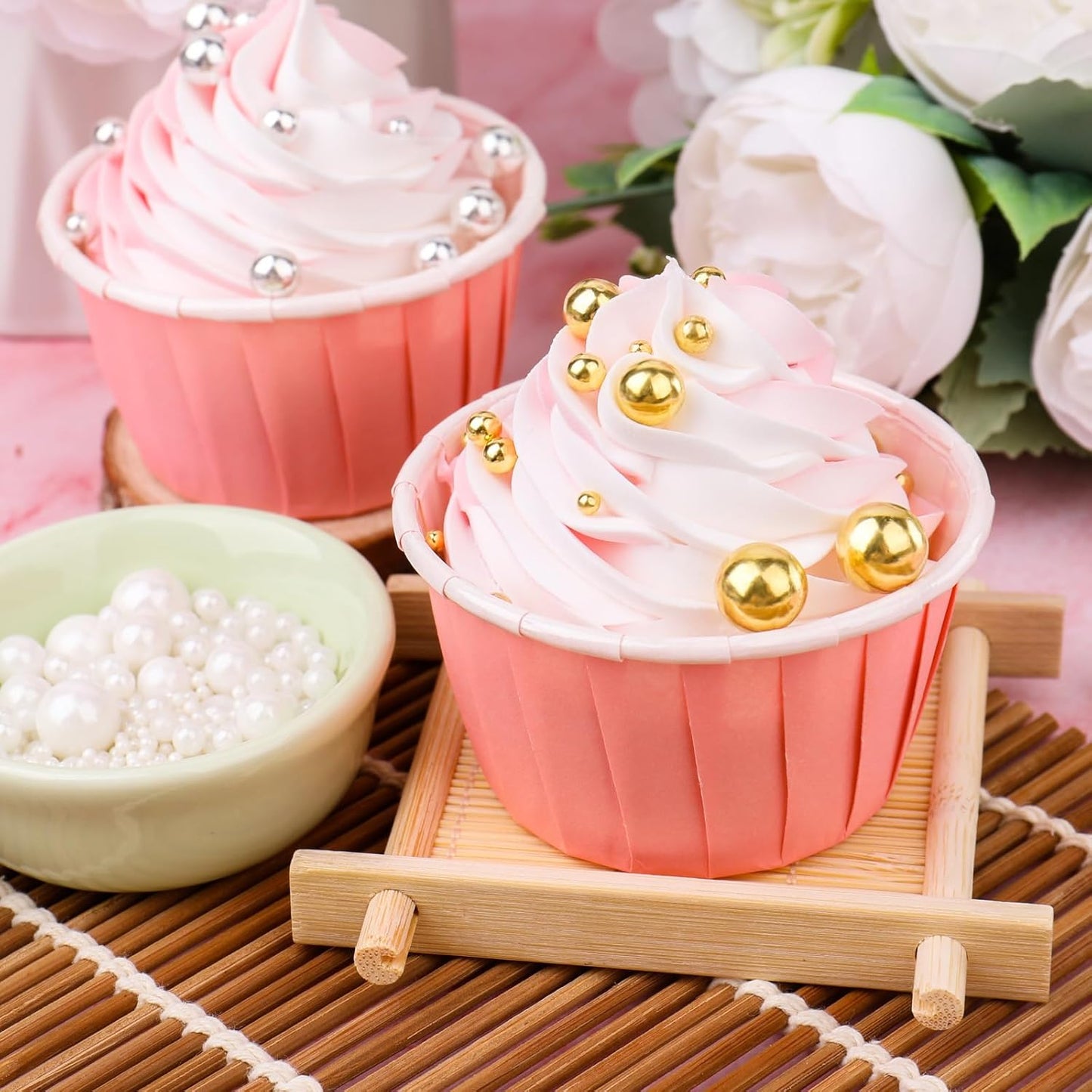 Pearl Sprinkles for Cake Decorating, 11.3 Oz Edible Pearls Sugar 4 Colors Gift Box Set for Baking Cookie Ice Cream Cupcake Toppings