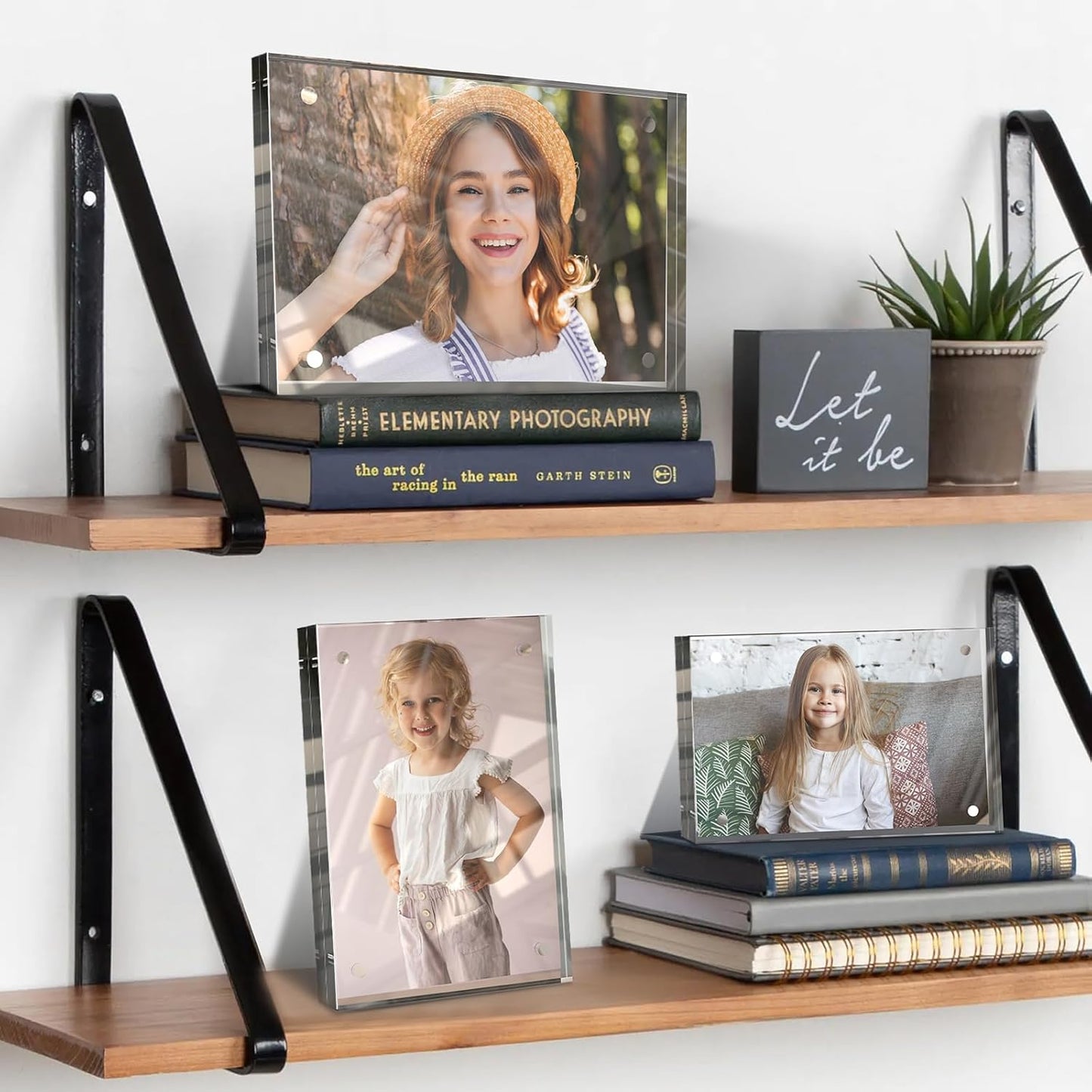 4x6 Inches Acrylic Picture Frames 5 Pack, Double Sided Magnetic Photo Frames,Free Standing on Desk or Table Clear Picture Frames