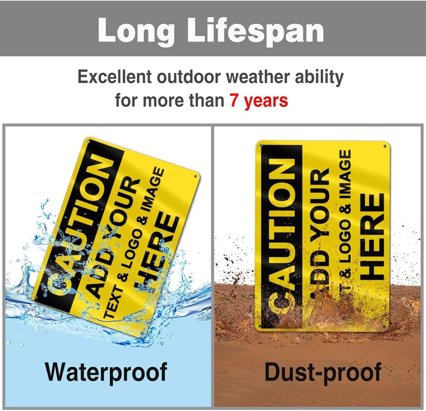 Custom Caution Signs Outdoor Metal - 12 x 8 Personalized Aluminum Warning Signs Rust-Proof Beware of Dog Sign Safety Signs for Home Business