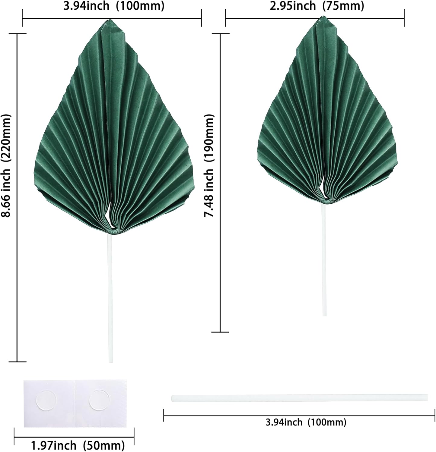 Ephlyn 6Pcs Paper Palm Fan Cake Topper Palm Leaf Fan Cake Pick Decoration for DIY Cake Bakeware Baby Shower Wedding Bridal Shower Birthday Anniversary Party Cake Decorations Green