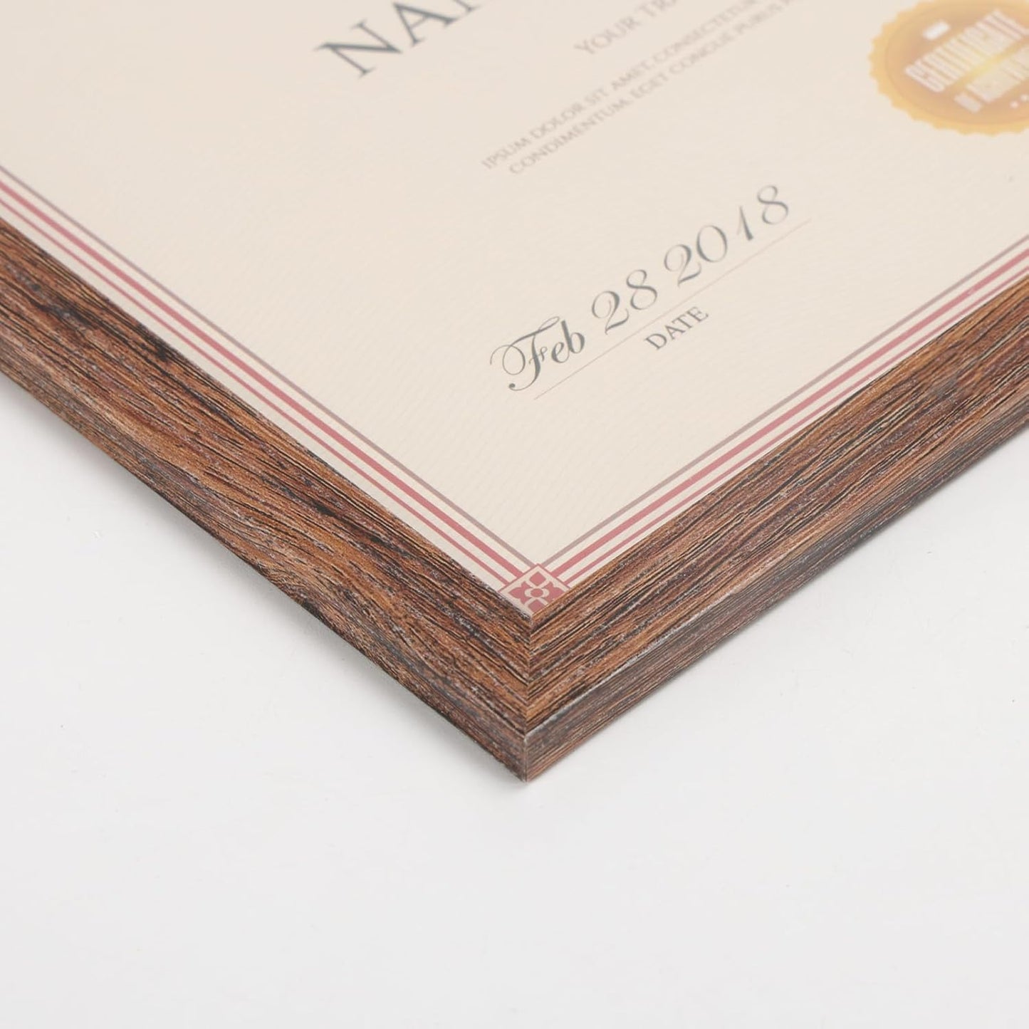 PETAFLOP Wooden Bulk 8.5x11 Picture Frame Set of 18, Rustic Brown Certificate Frames Fits 8.5 by 11 for Wall or Tabletop Display