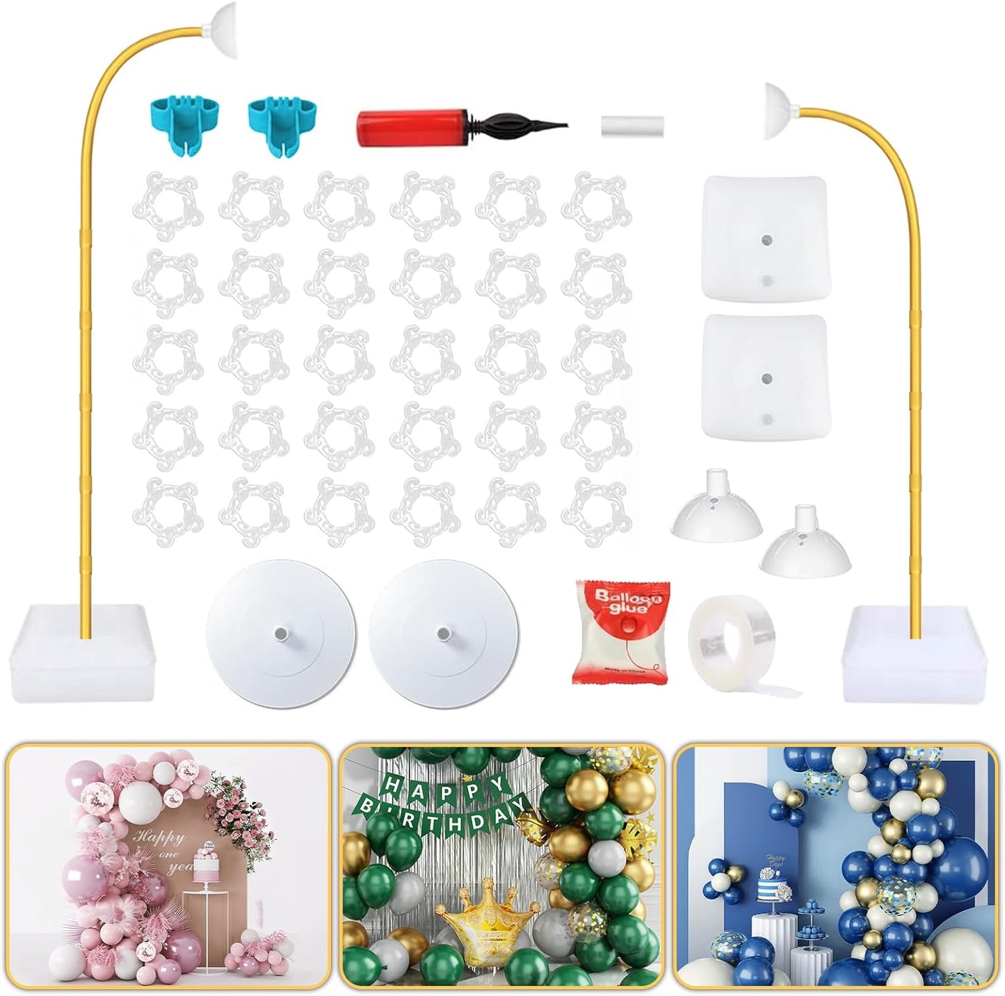 Balloon Arch Kit - Bendable 8.2FT & 6FT Balloon Arch Stand with Base and Manual Pump, Versatile Half Arch Balloon Stand for Birthday, Wedding, Baby Shower, Holiday, and Graduation Party Decorations