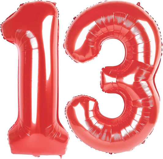 Red Number 13 Balloon 40 Inch Birthday Decorations, Number 13 Balloon Birthday Party Decorations, Anniversary Decorations Graduations Party Supplies