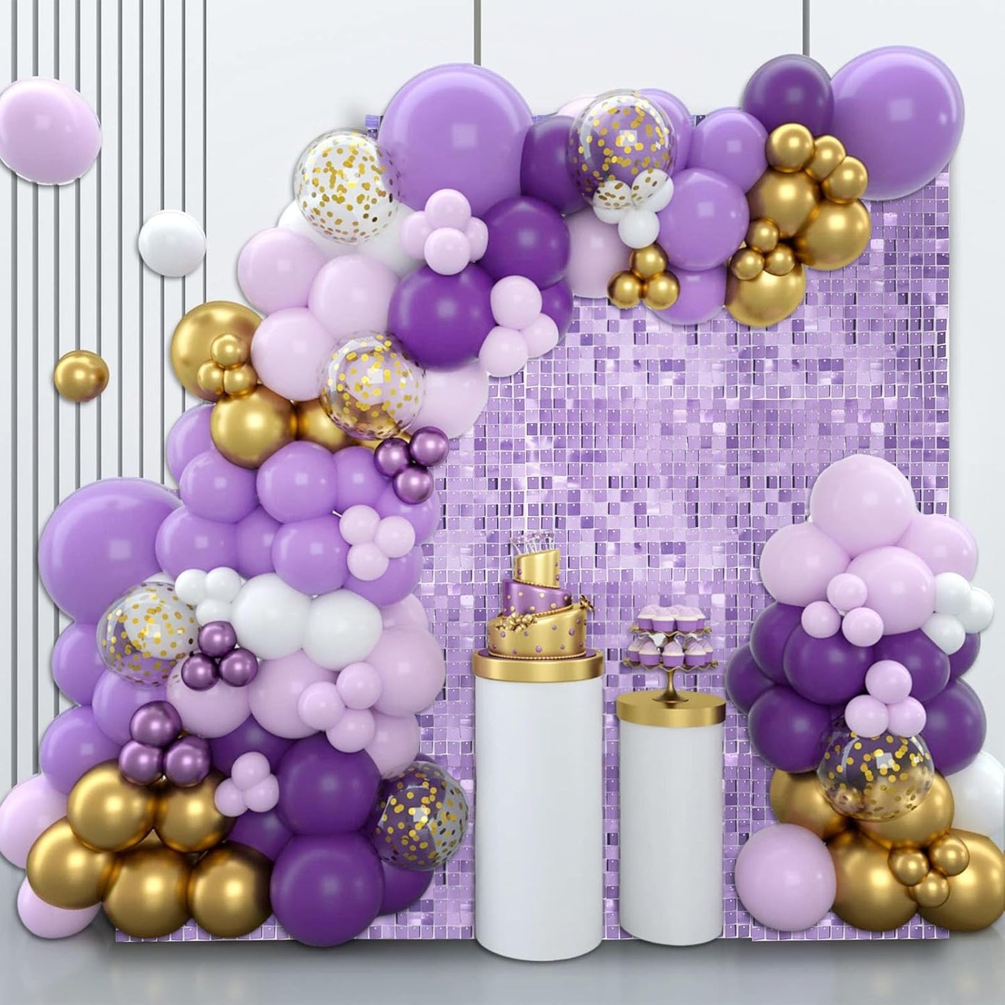 12PCS Light Purple Shimmer Wall Backdrop, Square Sequin Photo Backdrops Panel, Glitter Wall Background for Birthdays, Weddings, Graduation, Engagements, Disco Bachelorette Party Decoration (3FTx4FT)