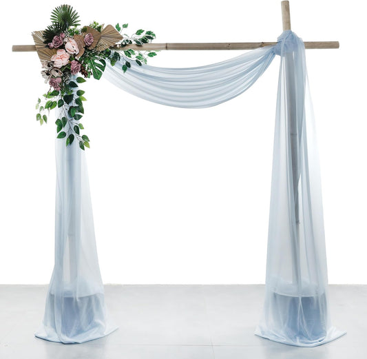 VDS Pack of 1 Panel (30 Inch X 40 Feet) Wedding Arch Draping Fabric Sheer Chiffon Fabric Drapery for Wedding Ceremony Reception Swag Backdrop Canopy Chuppah ARBO Altars Decoration (Baby Blue)