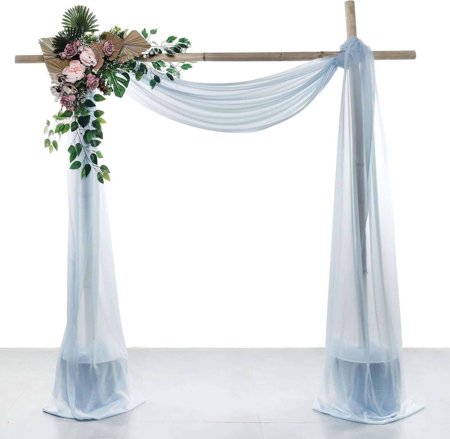 VDS Pack of 2 Panel (30 Inch X 20 Feet) Wedding Arch Draping Fabric Sheer Chiffon Fabric Drapery for Wedding Ceremony Reception Swag Backdrop Canopy Chuppah ARBO Altars Decoration (Baby Blue)