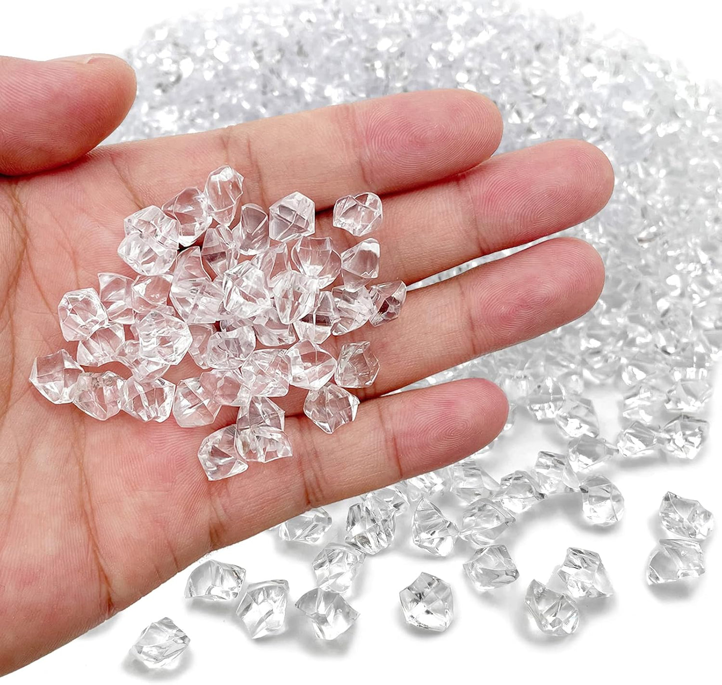 Reusable Fake Ice Cubes 2500 pcs 6 x 9 mm for Rock Crystals Treasure Gems for Table Scatters, Vase Fillers, Wedding Photography Props Vase Fillers