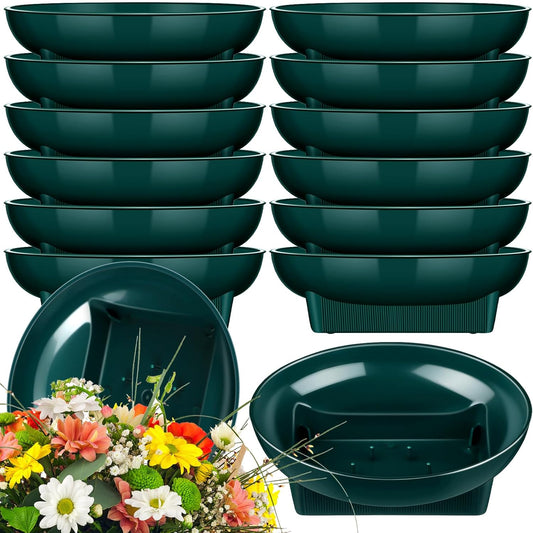 Karenhi 36 Pcs Floral Supplies Green Bowls for Flower Arrangements Large Size 6.3 Inch Floral Foam Bowls for Arrangements Holiday Wedding Fresh Flower Decoration Supplies (Foam Not Include)