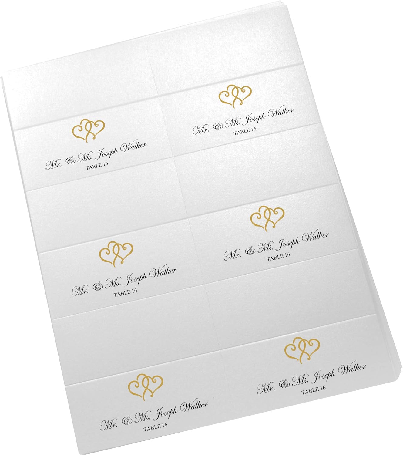 Linked Hearts Printable Place Cards, Gold (Choose Color), Set of 150 (25 Sheets), Laser & Inkjet Printers - Wedding, Party, Dinner, and Special Events - Made in the USA