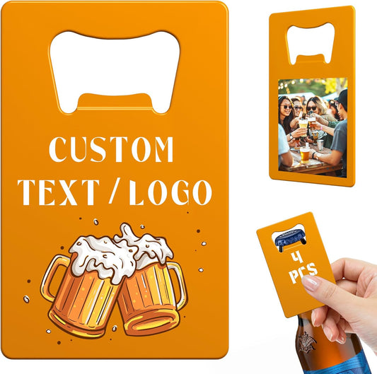 Custom Bottle Opener, 4-80PCS Stainless Steel Beer Can Opener, Double-Sided Full Color Print Personalized Bottle Opener Bulk, Card Bottle Openers for Wedding Favors, Party, Promotion, Groomsmen Gift