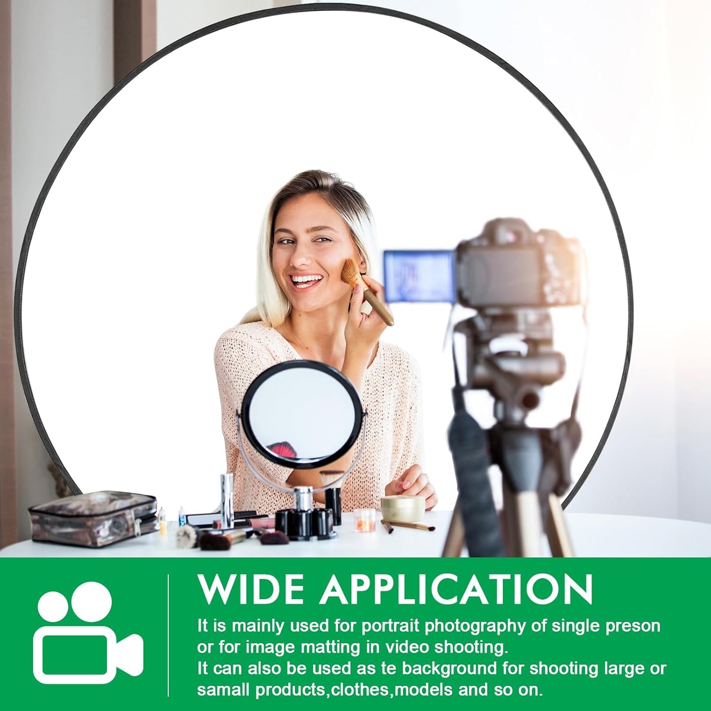 Portable White Screen Chair, 57 in BlueBackdrop with Stand Double Sided Foldable Screen Background , Chroma Key, Blue Backdrop for Chair Photography Streaming Gaming Photo Zoom Video Chats and Meeting