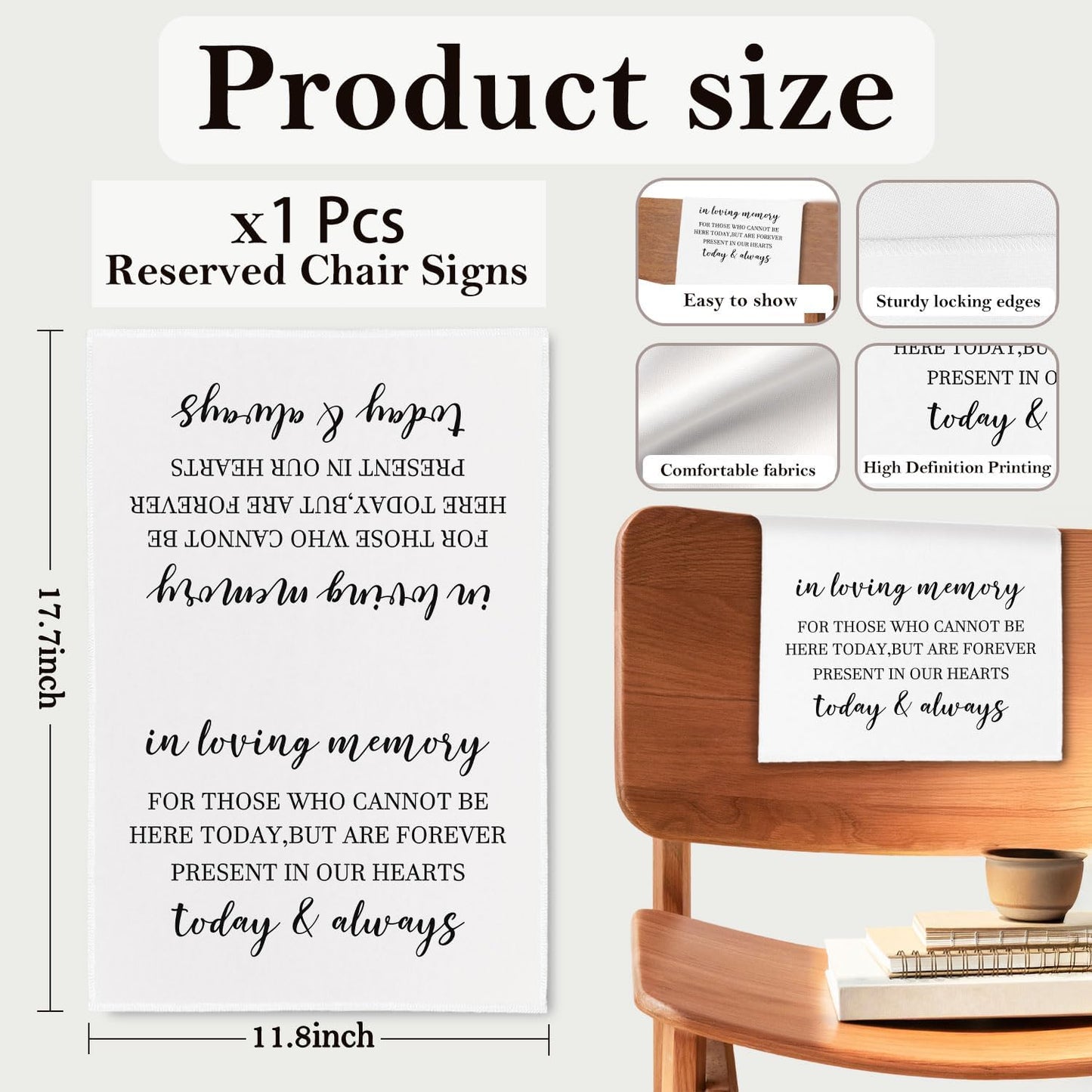 In Loving Memory Wedding Sign, Reserved Memorial Chair Signs Pew Cloths Seating Placeholder, Wedding Decorations for Reception Event Celebrations (today & always, 1 Pc)