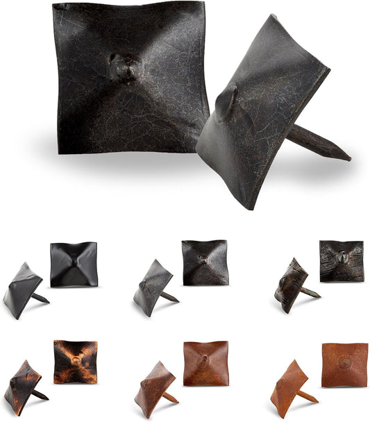 100 Pack 1" Square Head Iron Clavos Decorative Nails – Sealed Unfinished – Handmade Rustic Square Fasteners for Farmhouse Shutter, Barn Door, Shutters, and Gates – Ornamental Wood Accent