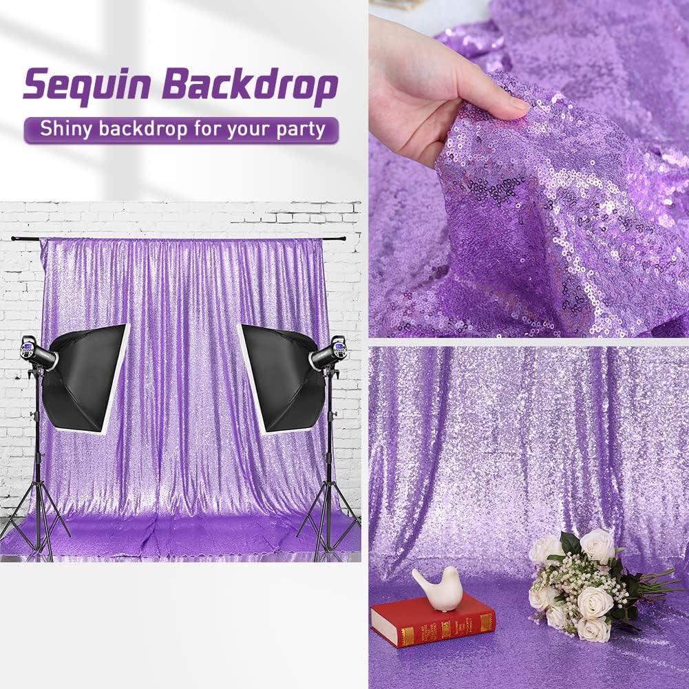 Eternal Beauty Lavender Sequin Backdrop, 6x6 Ft Glitter Background Curtains for Shimmer Photography Party Wedding Birthday Back Drop Decor