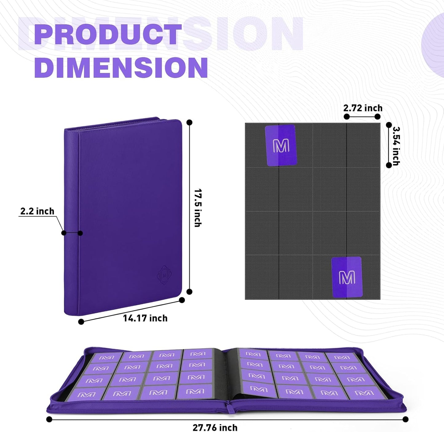 Premium Card Binder 16 Pocket,Trading Card Binder Holds up to 1000+Cards Sturdy Card Collection Album, Card Holder Folders for MTG, TCG, Game Cards & Sports Cards