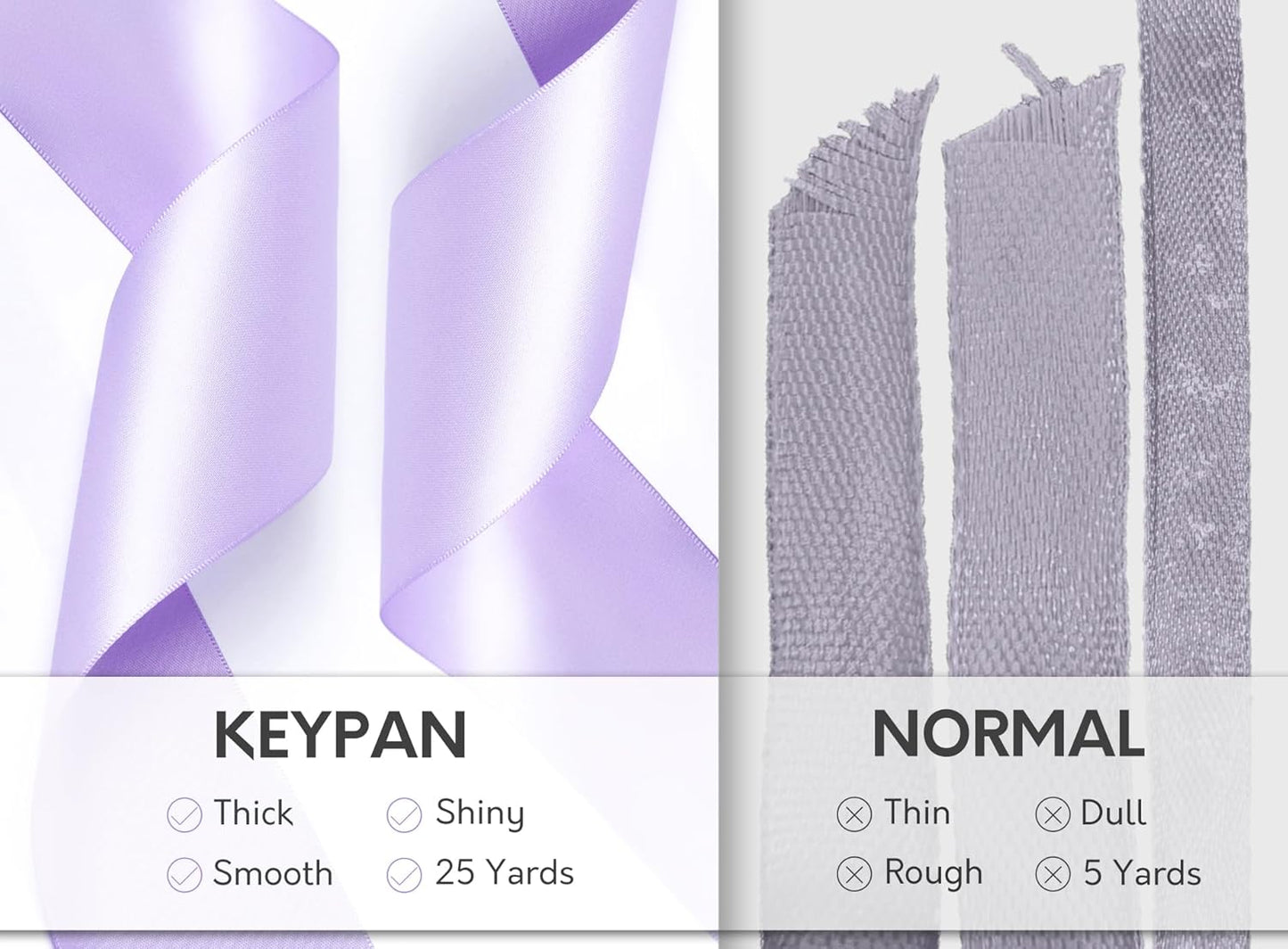 Lavender Satin Ribbon 2.5 Inch Double-Faced Ribbons 25 Yards for Gift Wrapping Crafts Flower Bouquet Wedding Paper Bows Invitations