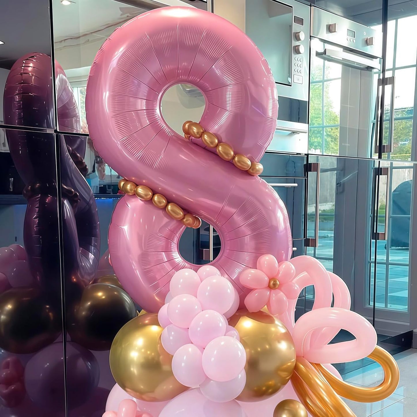 Pastel Pink 7 Balloon, Light Pink 6 Balloons Number,40 Inch Helium Foil Mylar Number 7 Balloon for Birthday Party