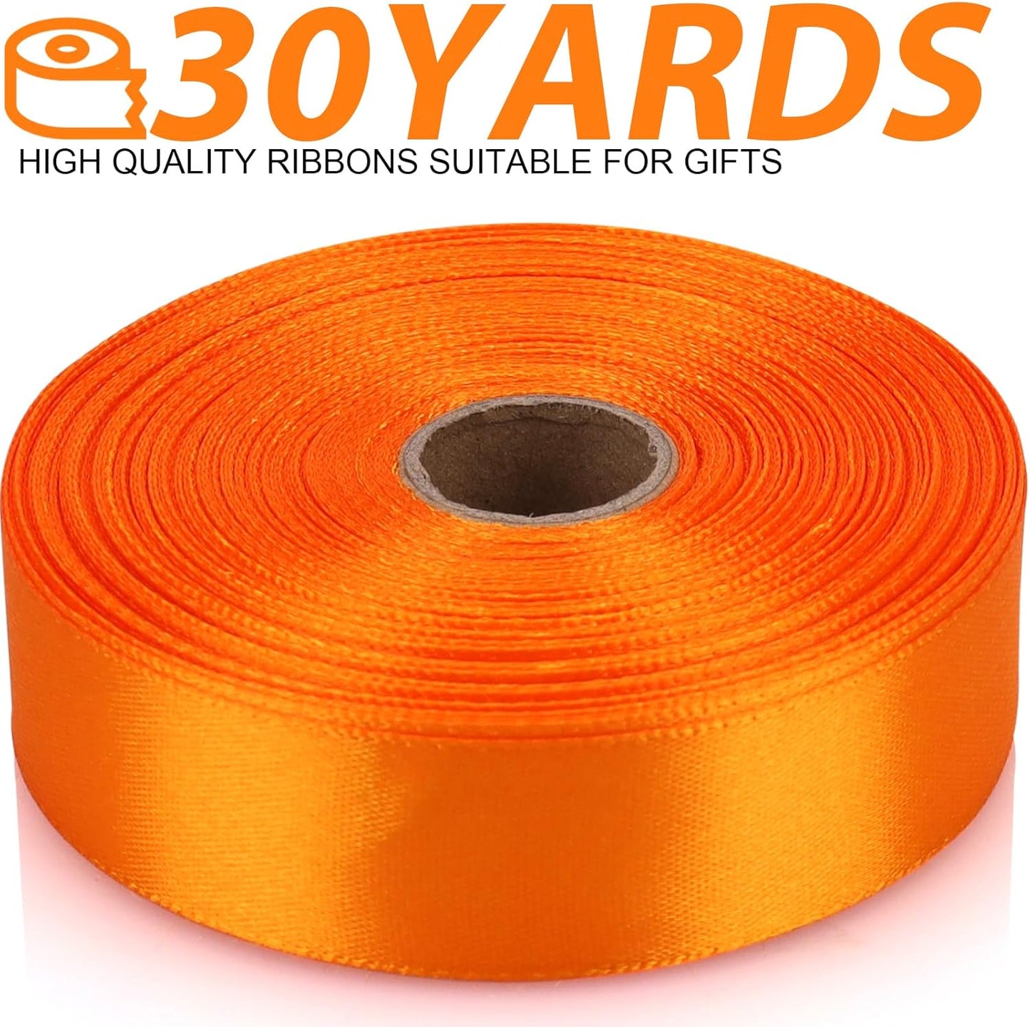 Orange Ribbon 7/8 Inch 30 Yards Satin Craft Ribbon-Single Face Polyester Ribbon for Handmade Roses,Gift Wrapping,Timeless Flower,Bouquets,Wedding and Party Decoration