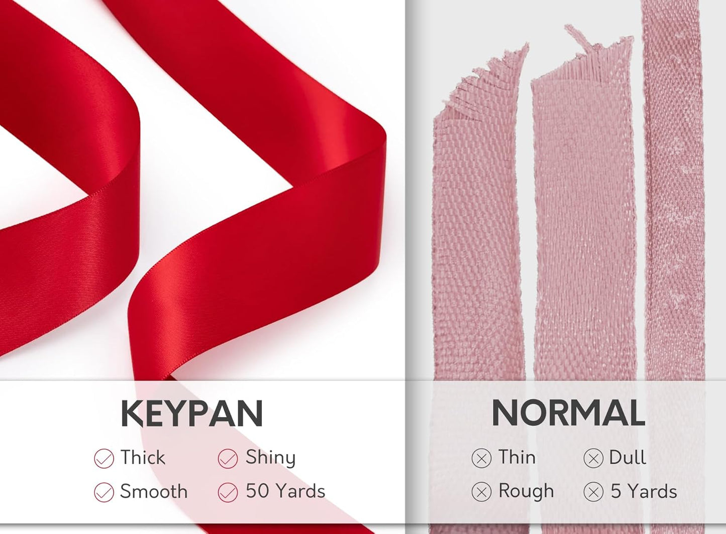 Red Satin Ribbon 1-1/2 Inch x 50 Yards Double-Faced Ribbons for Christmas Gift Wrapping Flower Bouquet Wedding Paper Bows Invitations Crafts