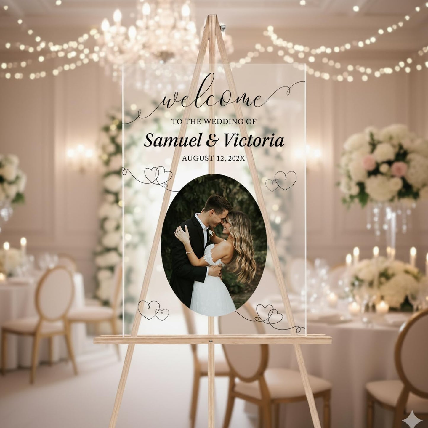Personalized Wedding Photo Acrylic Welcome Sign – Custom Picture Board with Bride & Groom Names, Elegant Acrylic Wedding Reception Entrance or Ceremony Decoration, Indoor & Outdoor Keepsake Gift #9