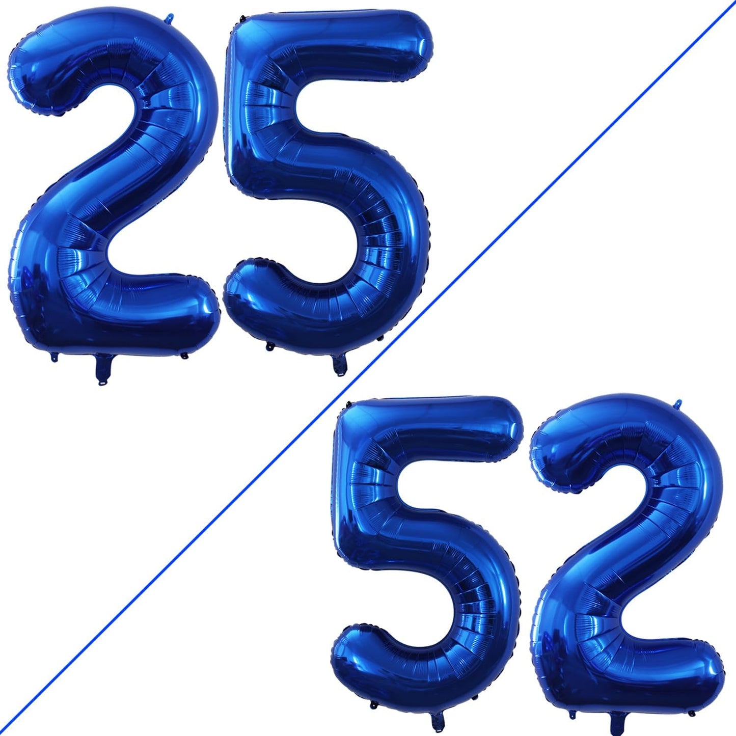 GOER Number 25 Balloons for 25th Birthday Party Decorations,42 Inch Jumbo Foil Helium 52 Balloons for 52nd Birthday Party Decoration (Blue)